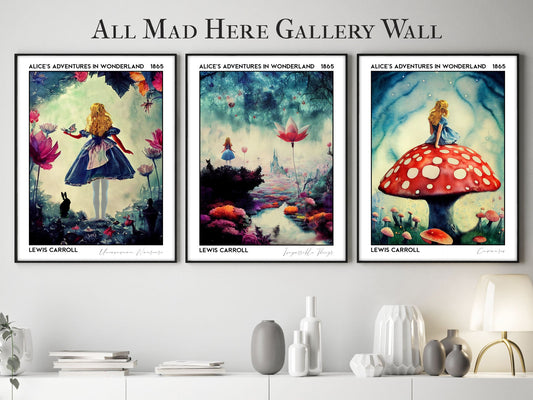 All Mad Here - Alice's Adventures in Wonderland Gallery Wall Set