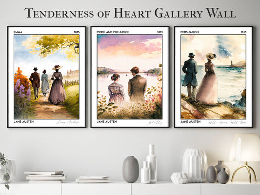 Tenderness of Heart - Jane Austen Watercolour Gallery Wall Set