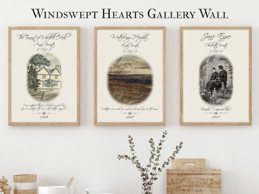 Windswept Hearts - Brontë Sisters Title Page Gallery Wall Set