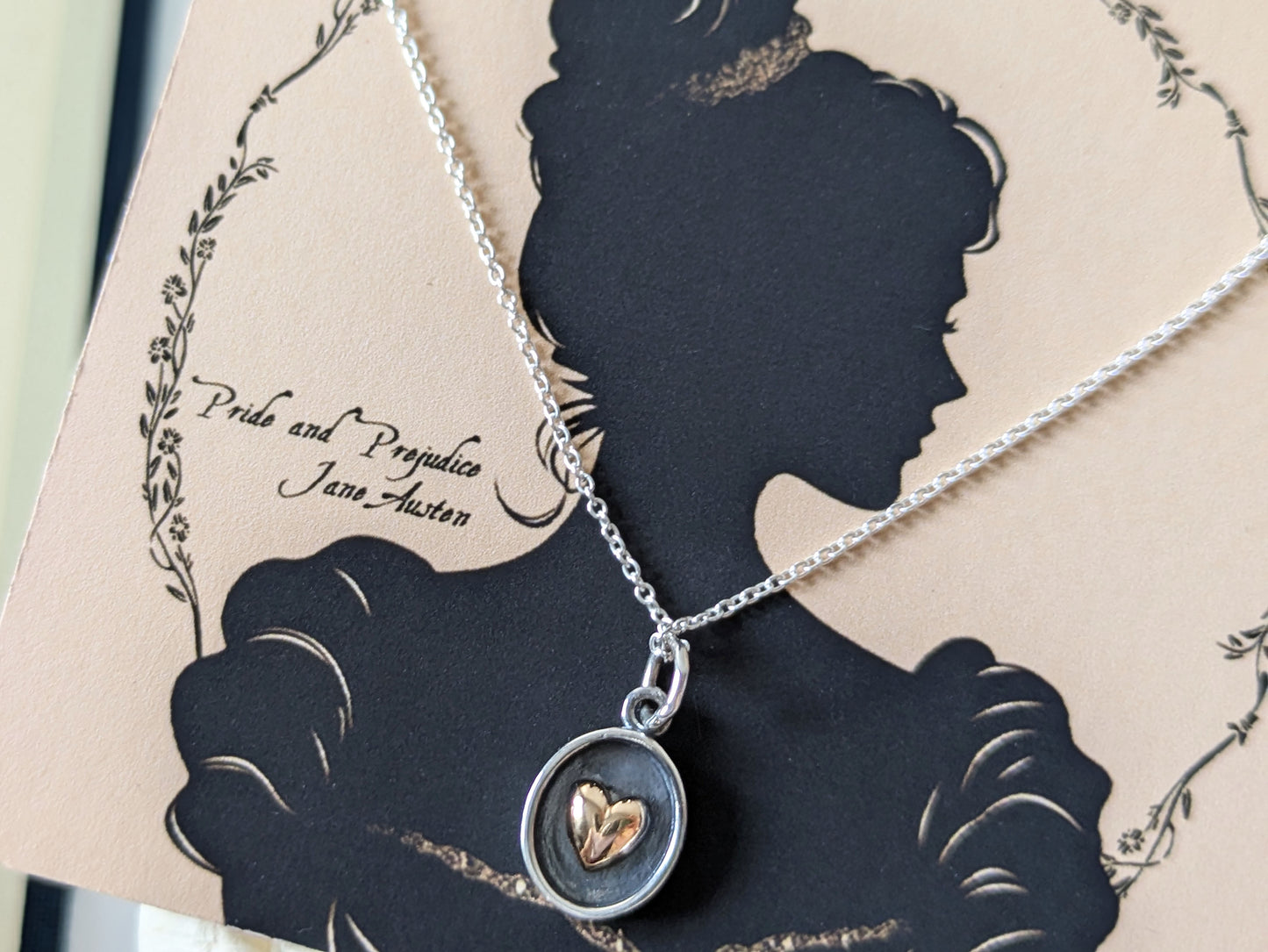 Framed Heart Necklace - Pride and Prejudice Jewellery