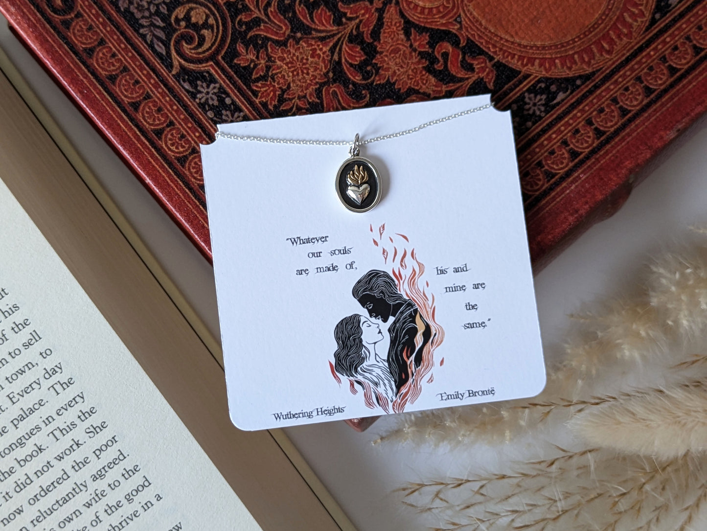 Flaming Heart Necklace - Wuthering Heights Jewellery