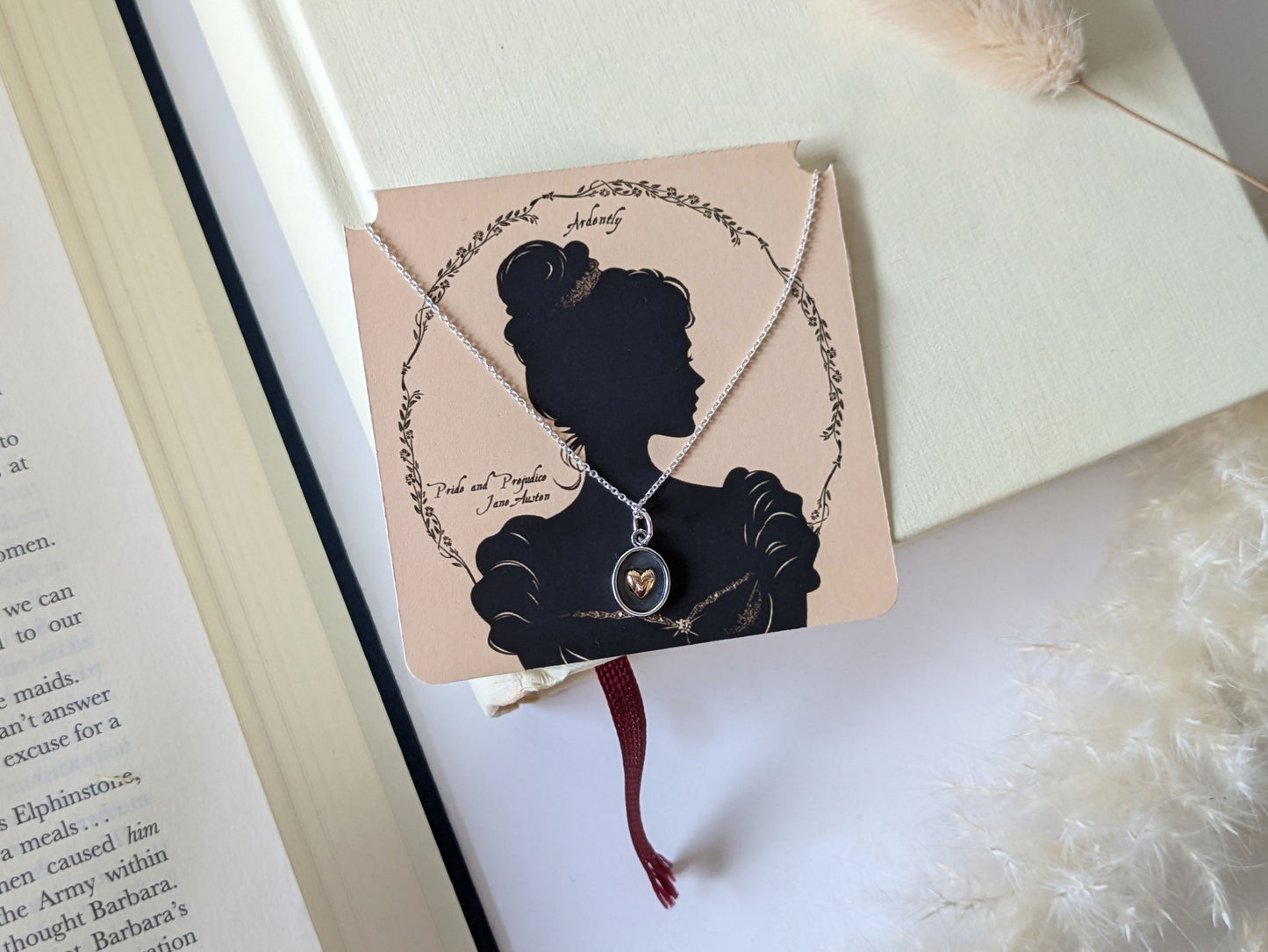 Framed Heart Necklace - Pride and Prejudice Jewellery