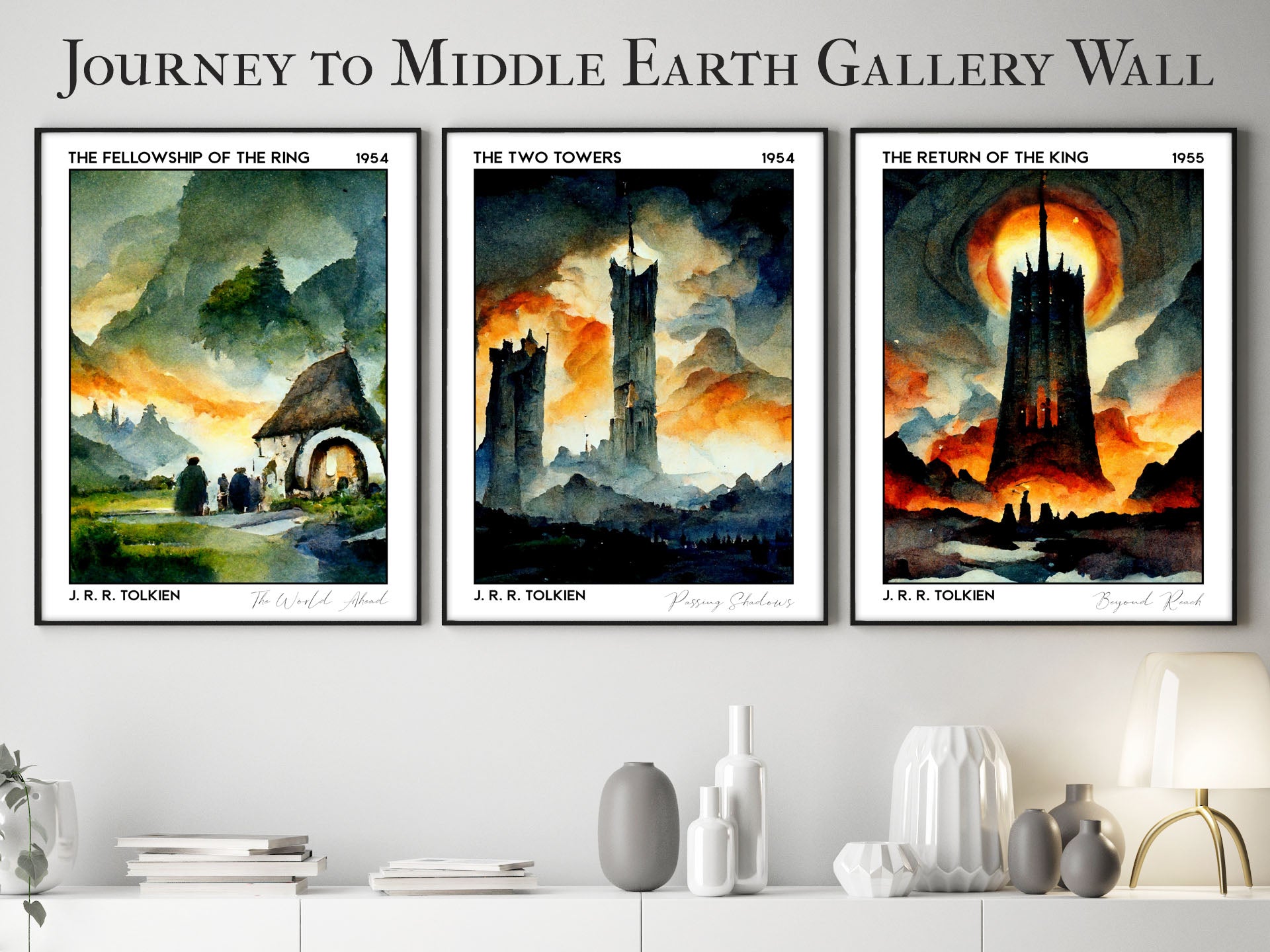 J. R. R Tolkien - Lord of the Rings Book Posters - Gallery Wall Set ...