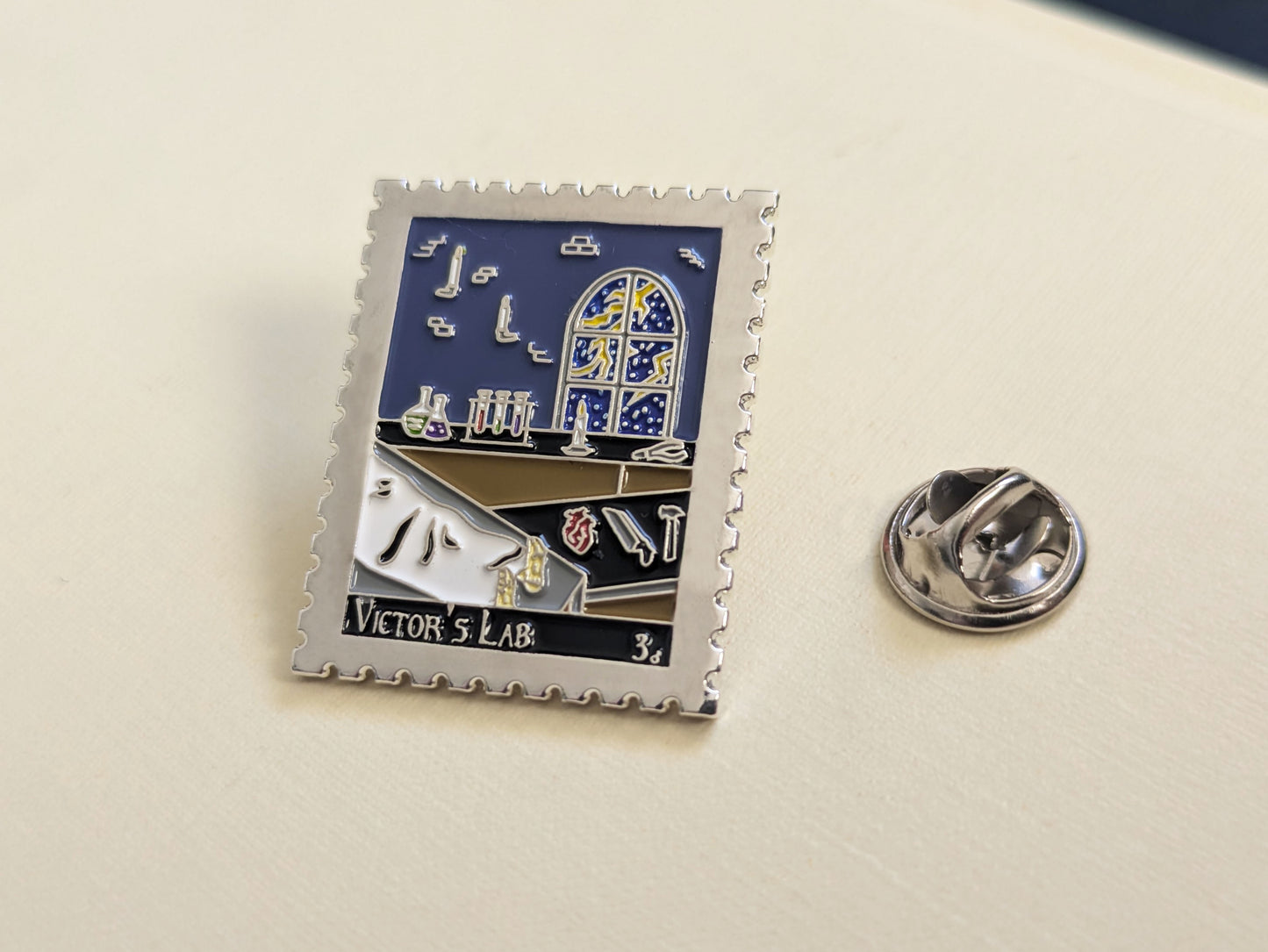 Victor's Lab Enamel Pin - Frankenstein Literary Souvenir