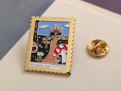 Wonderland Enamel Pin - Alice's Adventure's in Wonderland Literary Souvenir